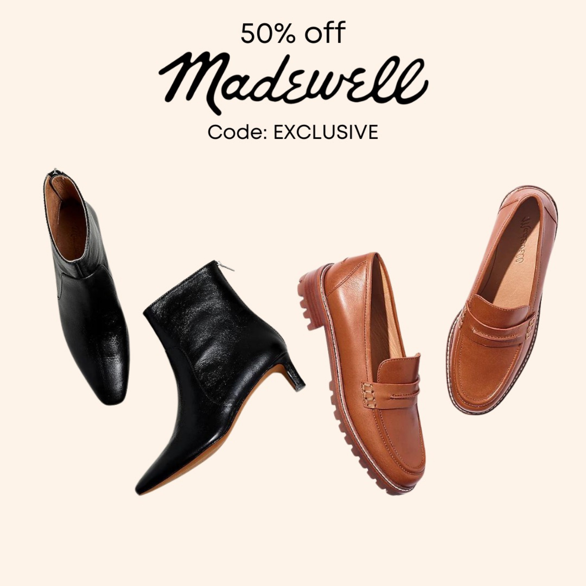 50% off at Madewell with code EXCLUSIVE 

#LTKHoliday #LTKshoecrush #LTKsalealert