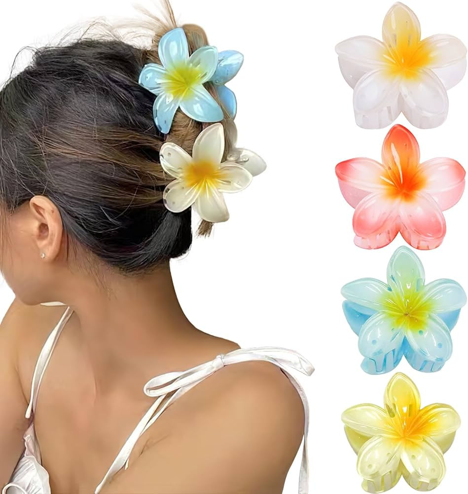 Flower Hair Claw Clips-4PCS Large Claw Clips for Thick Hair,Strong Hold Nonslip Hair Clips for Wo... | Amazon (US)