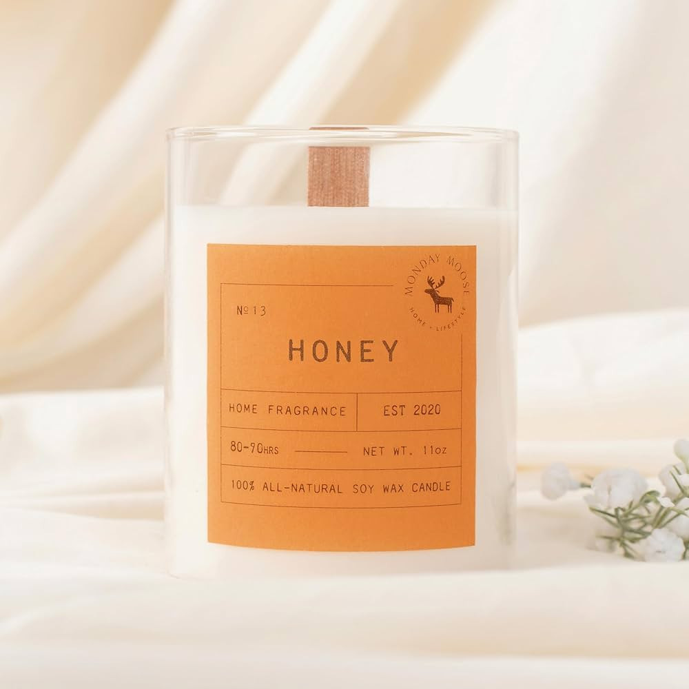 MONDAY MOOSE Scented Candle, 11oz All-Natural Soy Wax Wood Wick Candle Glass Jar with Essential O... | Amazon (US)