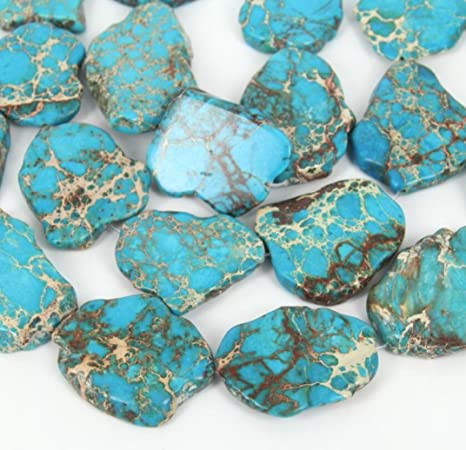 5pcs Adabele Natural Grade A Turquoise Blue Impression Aqua Terra Jasper Smooth Free Form Sea Sed... | Amazon (US)