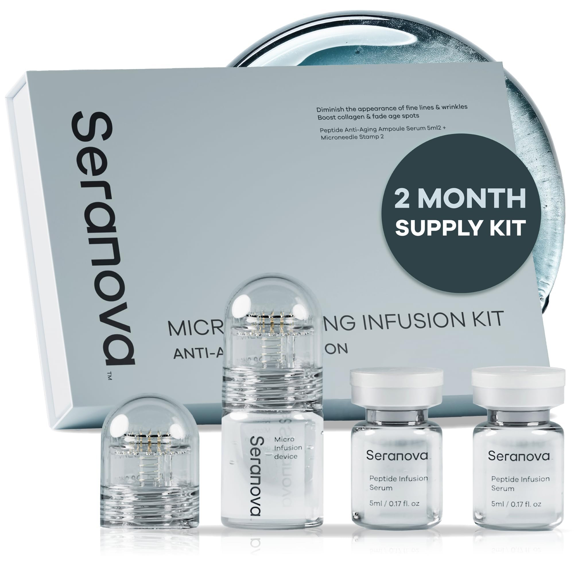 Seranova Micro Infusion System for Face & Neck 0.05mm Stamp with Hyaluronic Acid & Collagen Pepti... | Amazon (US)