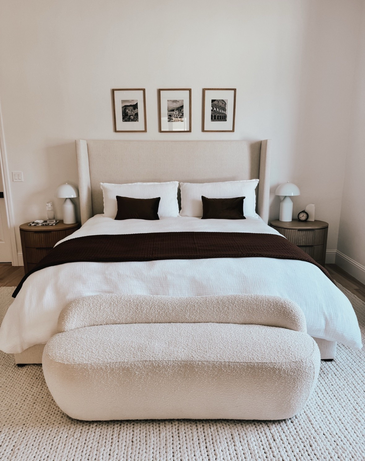 Primary Bedroom Furniture. Loving how this large textured area rug with the soft bedding all came together to make a cozy space 



#LTKHome #LTKStyleTip #LTKU