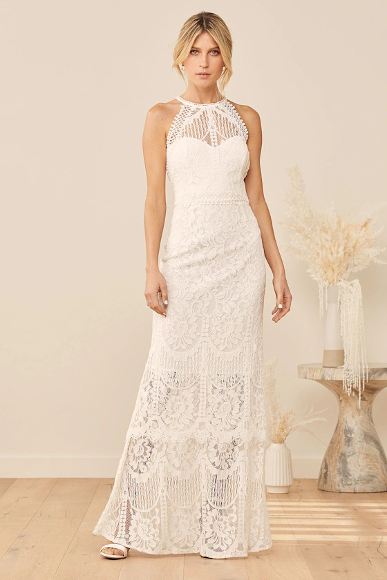 Magic in the Moment White Lace Tiered Maxi Dress | Lulus (US)