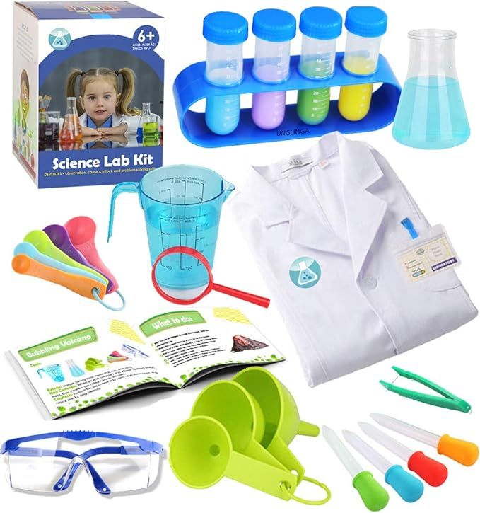 UNGLINGA Kids Science Experiment Kit with Lab Coat Scientist Costume Dress Up and Role Play Toys ... | Amazon (US)