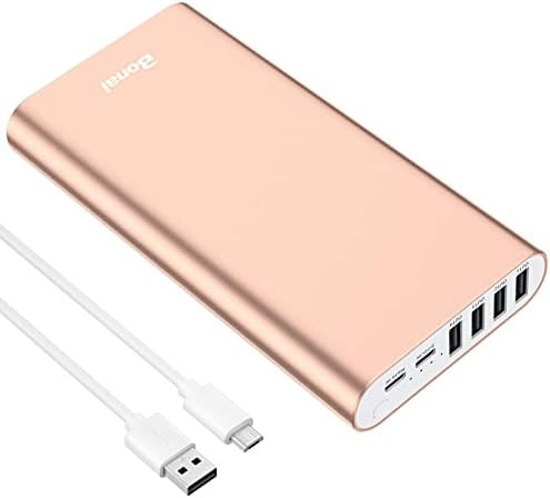 BONAI Portable Charger 20000mAh Power Bank 4 USB Outputs Aluminum Polymer Portable Battery Charge... | Amazon (US)