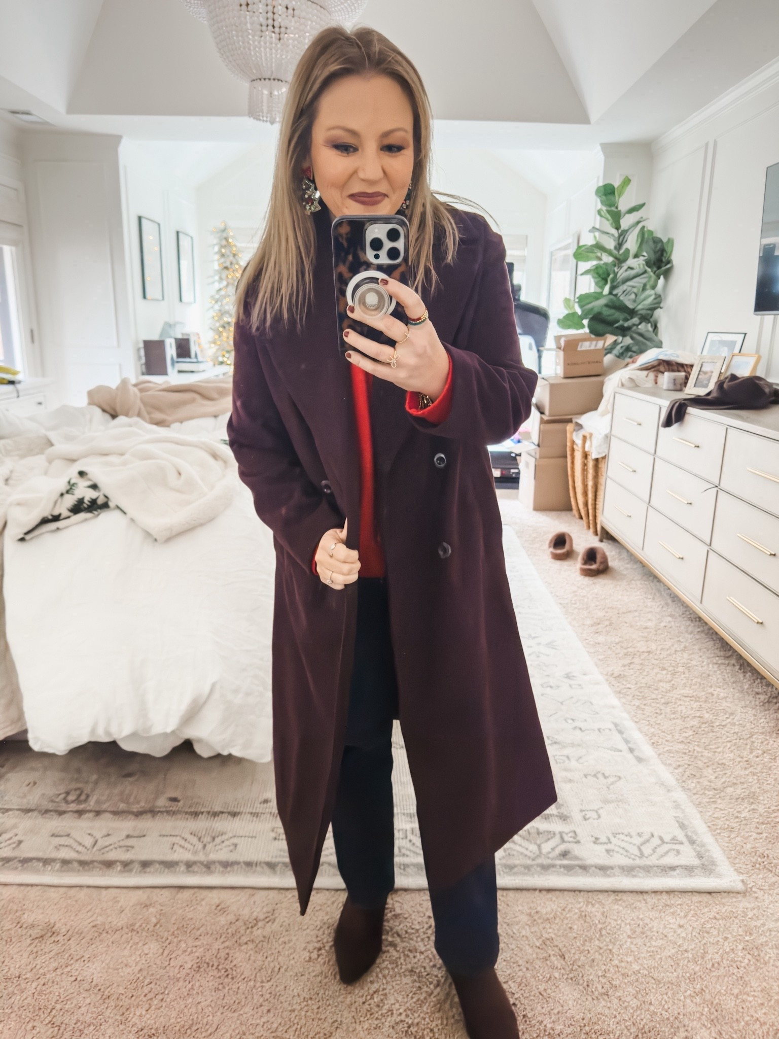 Obsessed with this red and burgundy combo right now 💯 winter outfit winter coat red sweater work wear church outfit 

#LTKSaleAlert #LTKHoliday #LTKOver40