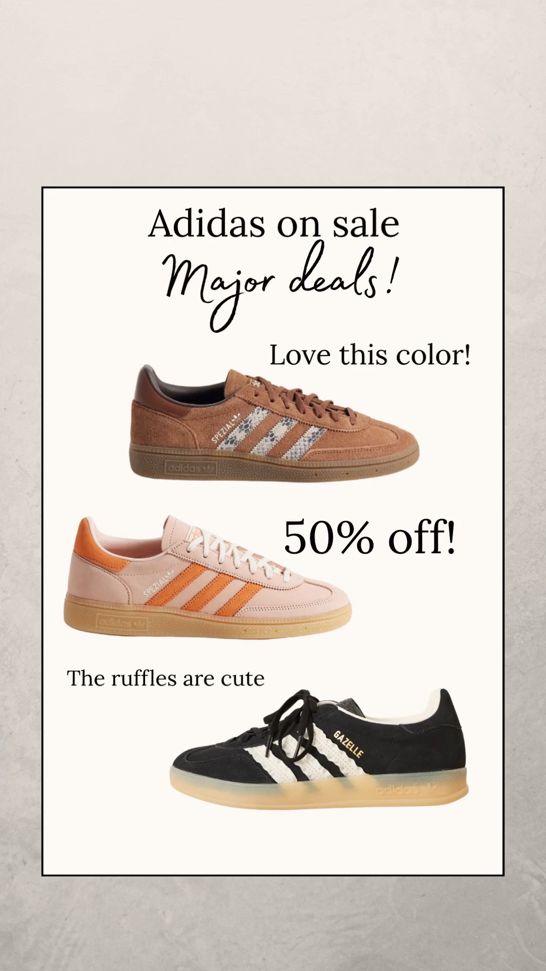 Great deals on adidas! Love the brown and those light pink are so cute!

#LTKSaleAlert
