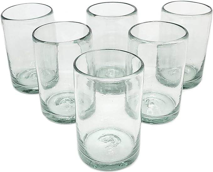 MexHandcraft Clear Blown 9 oz Juice Glasses, set of 6, Mexican Handmade Glassware, Recycled Glass... | Amazon (US)