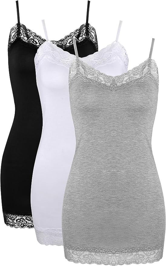 3 Pack Women Tank Tops Lace Cami Camisoles Adjustable Spaghetti Strap Lace Tank Top for Girls Wea... | Amazon (US)