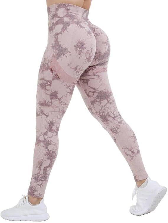 Wavar Scrunch Butt Lifting Leggings for Women Seamless Tie Dye High Waist Yoga Pants Workout with... | Amazon (US)