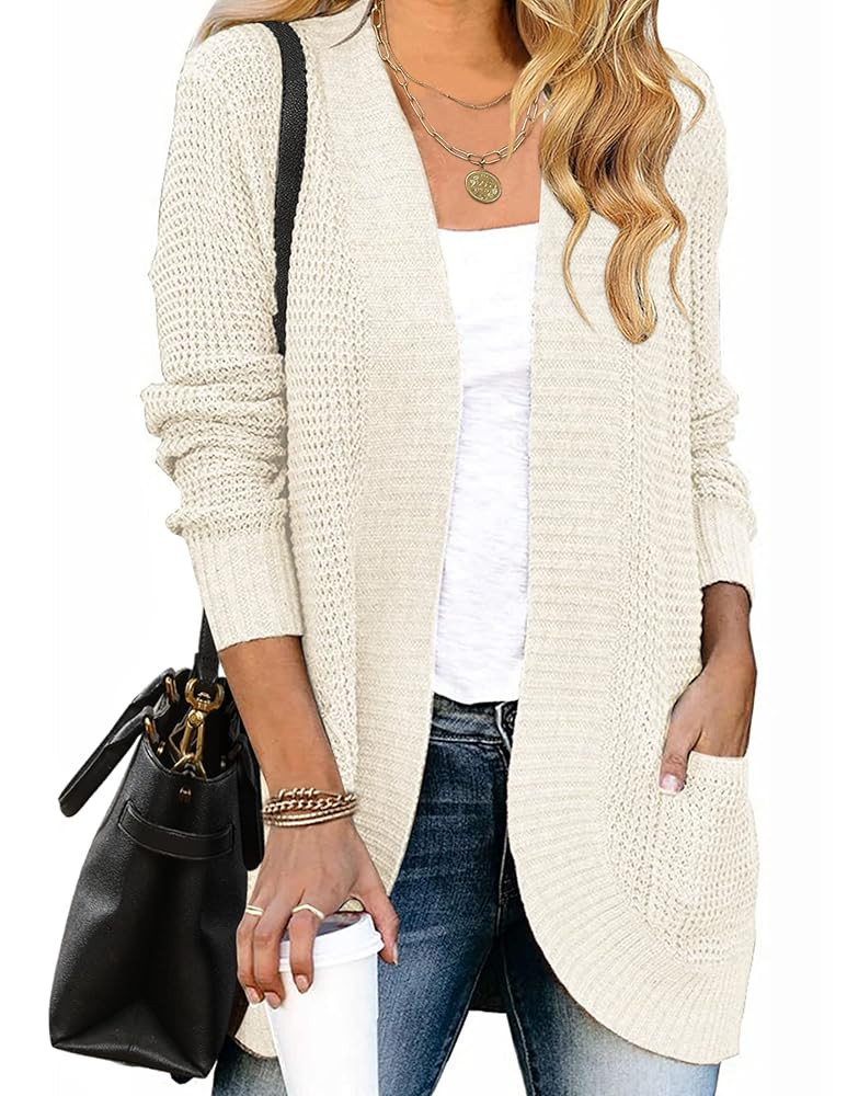 ZESICA Women's Fall Winter 2025 Long Sleeve Open Front Casual Lightweight Soft Knit Cardigan Swea... | Amazon (US)
