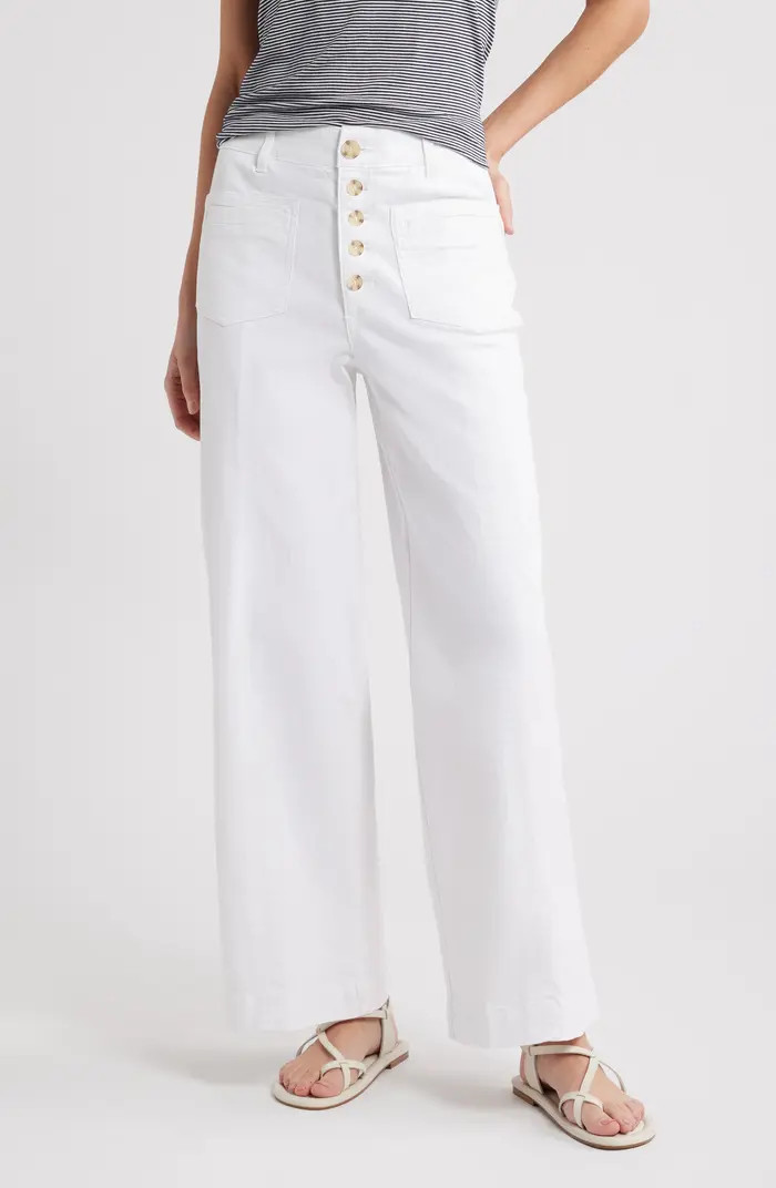 'Ab'Solution Skyrise High Waist Exposed Button Fly Wide Leg Pants | Nordstrom