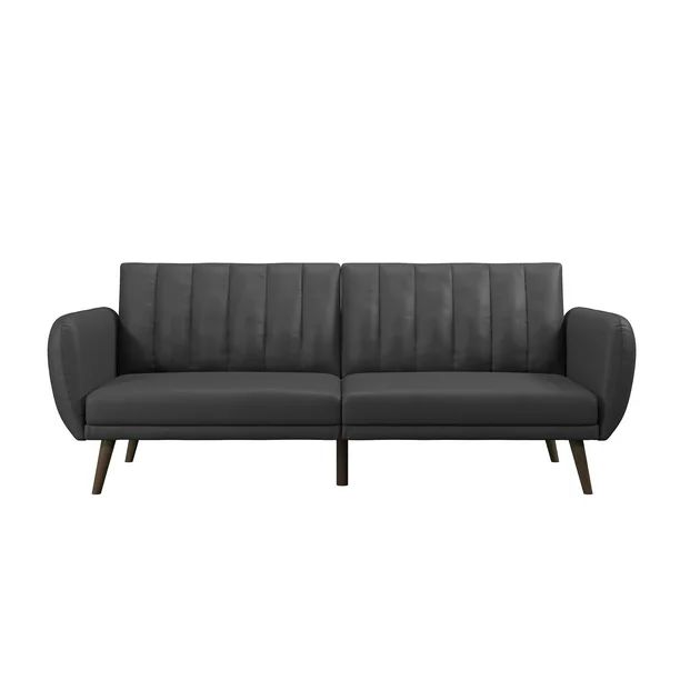 Novogratz Brittany Futon, Convertible Sofa & Couch, Gray Faux Leather - Walmart.com | Walmart (US)