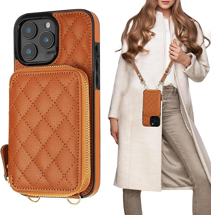 Bocasal Crossbody Wallet Case for iPhone 16 Pro Max, RFID Blocking PU Leather Zipper Handbag Purs... | Amazon (US)