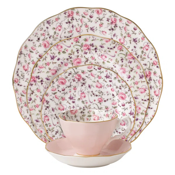 Rose Confetti 5 Piece Bone China Place Setting, Service for 1 | Wayfair North America