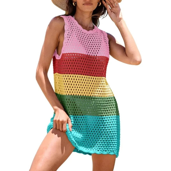ZANKLEY Womens Swimsuit Cover Up Sleeveless Knit 2026 Summer Outfits Swimwear Bathing Suit Coveru... | Walmart (US)