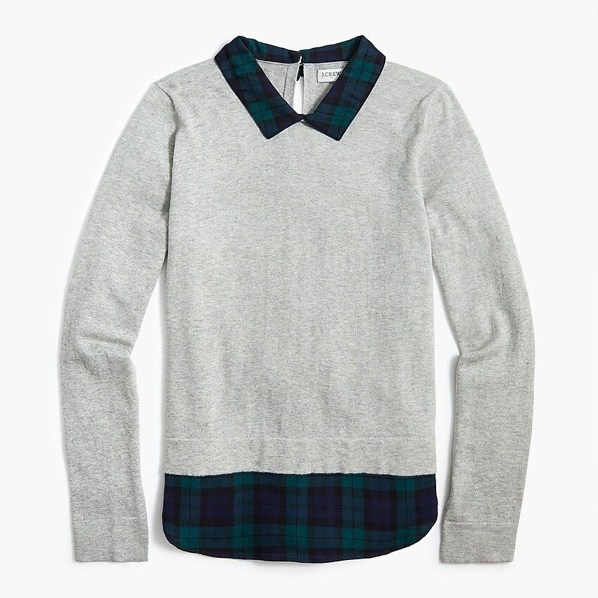 Tartan woven collar sweater | J.Crew Factory