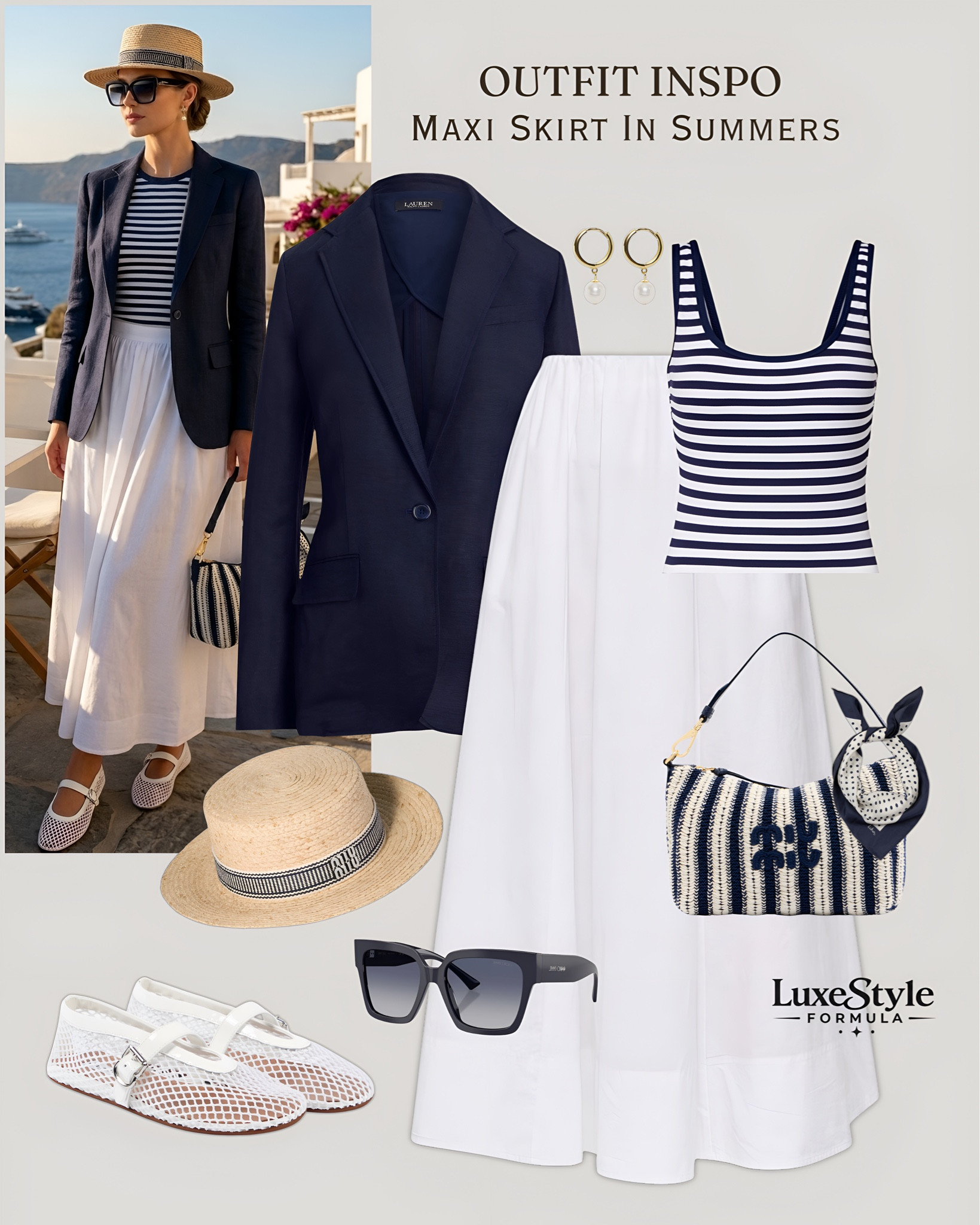 The outfit that makes every cobblestone street your runway 🤍 

white maxi skirt outfit, navy and white summer styling, quiet luxury summer outfits, European summer aesthetic, Breton stripe outfit ideas, maxi skirt styling 2026, old money summer fashion, elevated casual summer looks, summer capsule wardrobe essentials, Santorini outfit inspiration, how to style a maxi skirt, boater hat outfit, chic summer outfit ideas, white skirt summer look, navy blazer summer outfit, luxury summer fashion, coastal grandmother aesthetic, timeless summer wardrobe, mesh Mary Jane shoes outfit, minimalist summer style, luxestyleformula

#HowtoStyleSkirtinSummers, #MaxiSkirtSeason, #EuropeanSummerFashion, #OldMoneyAesthetic, #SummerCapsuleWardrobe

#LTKTravel #LTKSeasonal #LTKootd