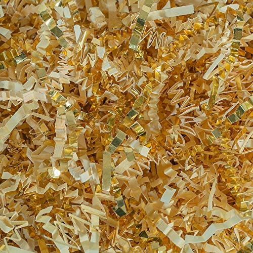 Crinkle Cut Paper Shred Filler (1/2 LB) for Gift Wrapping & Basket Filling - Vanilla & Gold | Mag... | Amazon (US)