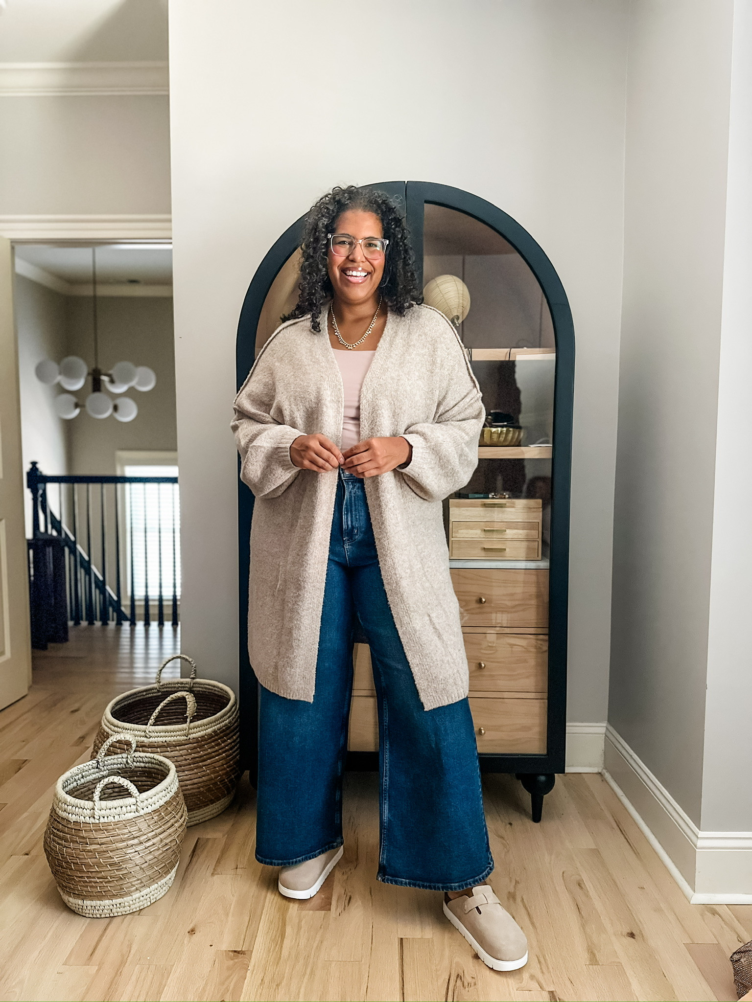 Loving these comfy shoes from Amazon! Perfect for all day wear. Sharing this whole cozy curvy body approved fit❤️ Wearing size xxl in the cardigan and size 20 in the jeans, which also come in a cropped version.

#LTKStyleTip #LTKOver40 #LTKPlusSize