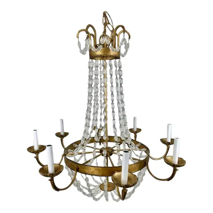 Visual Comfort Large Crystal Beaded Empire Chandeleir | Chairish