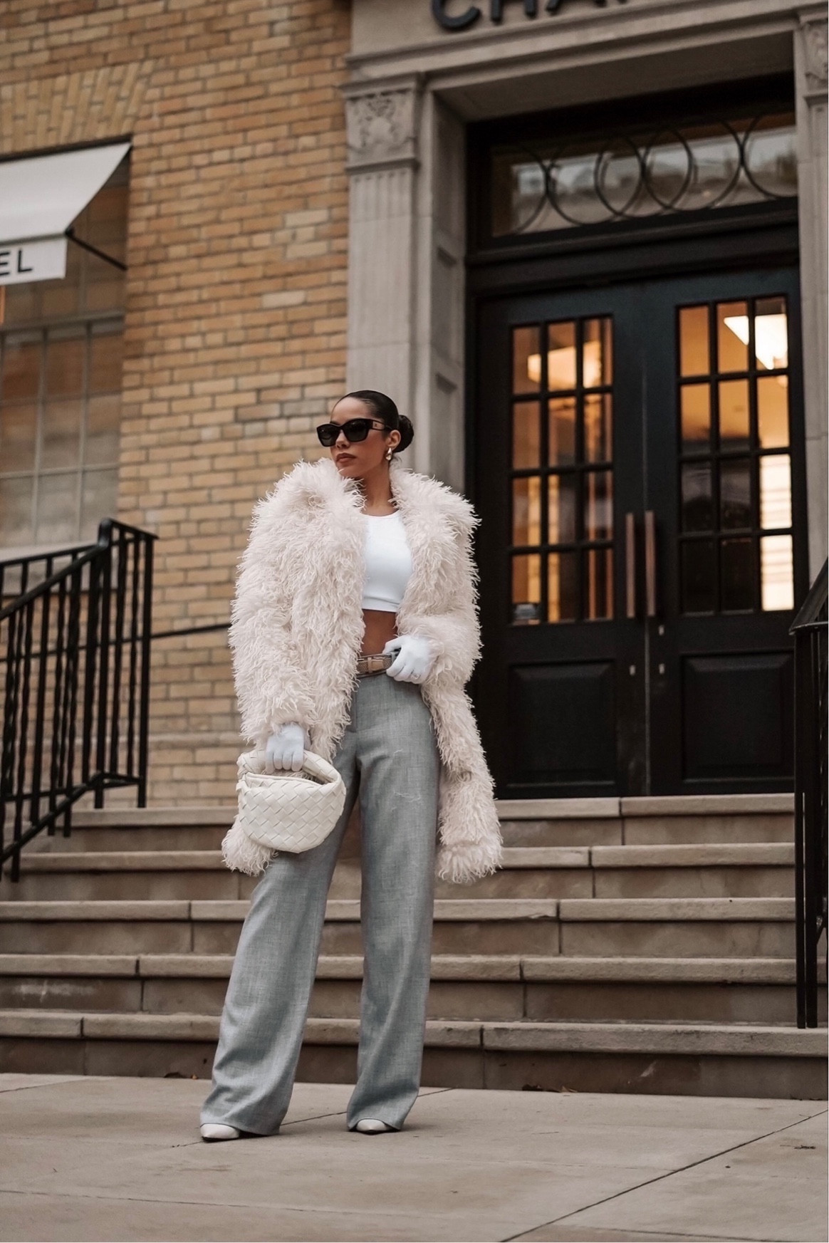 White fur coat outfit for winter! 
Rw&co grey dress pant! 

#LTKstyletip #LTKHoliday #LTKSeasonal