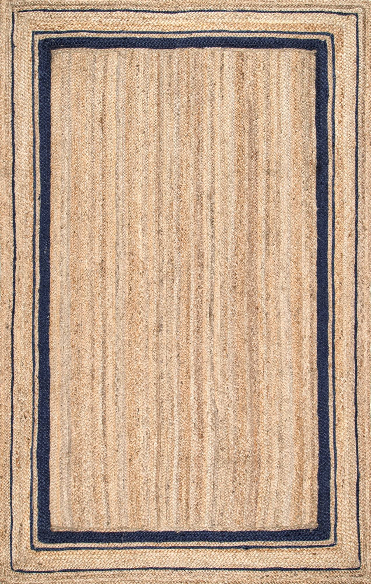 nuLOOM Rikki Braided Border Jute Area Rug, 7' 6" x 9' 6", Navy | Amazon (US)