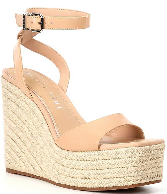 Gianni Bini Senna Leather Jute Platform Wedge Sandals | Dillard's | Dillard's