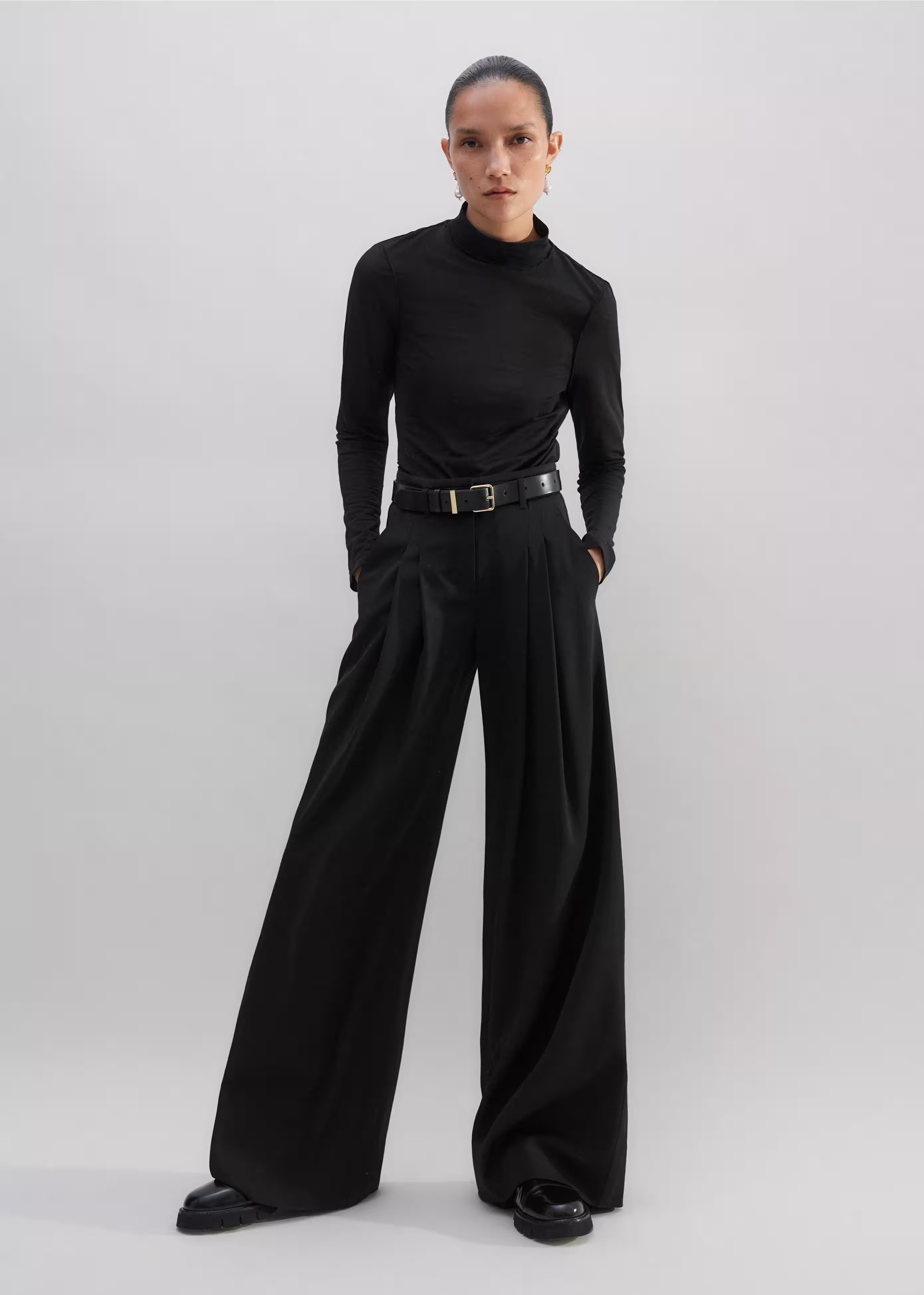 Women's Black Sheer Long Sleeve Layering Top | ME+EM | ME+EM Global (Excluding US)