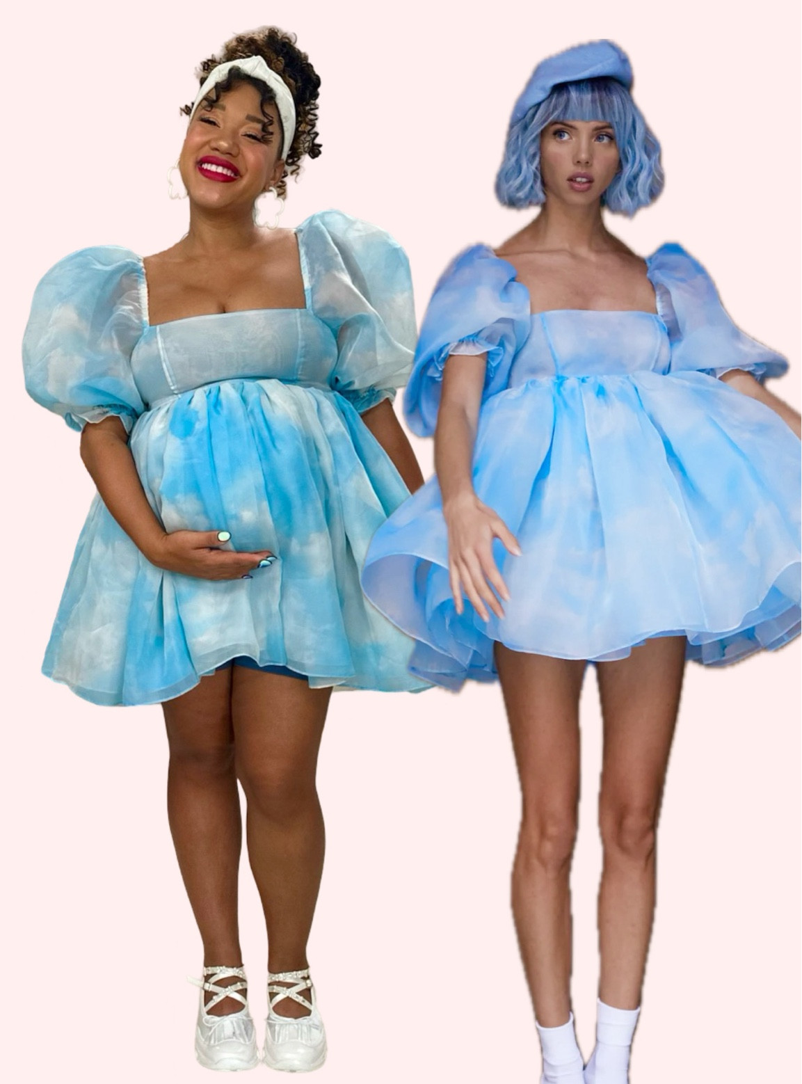We love a blue cloud dress ! Wearing size medium but it barley zips bc 🤰🏽 