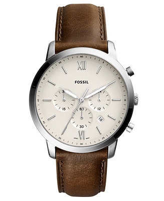 Men's Neutra Chronograph Brown Leather Strap Watch 44mm | Macy's