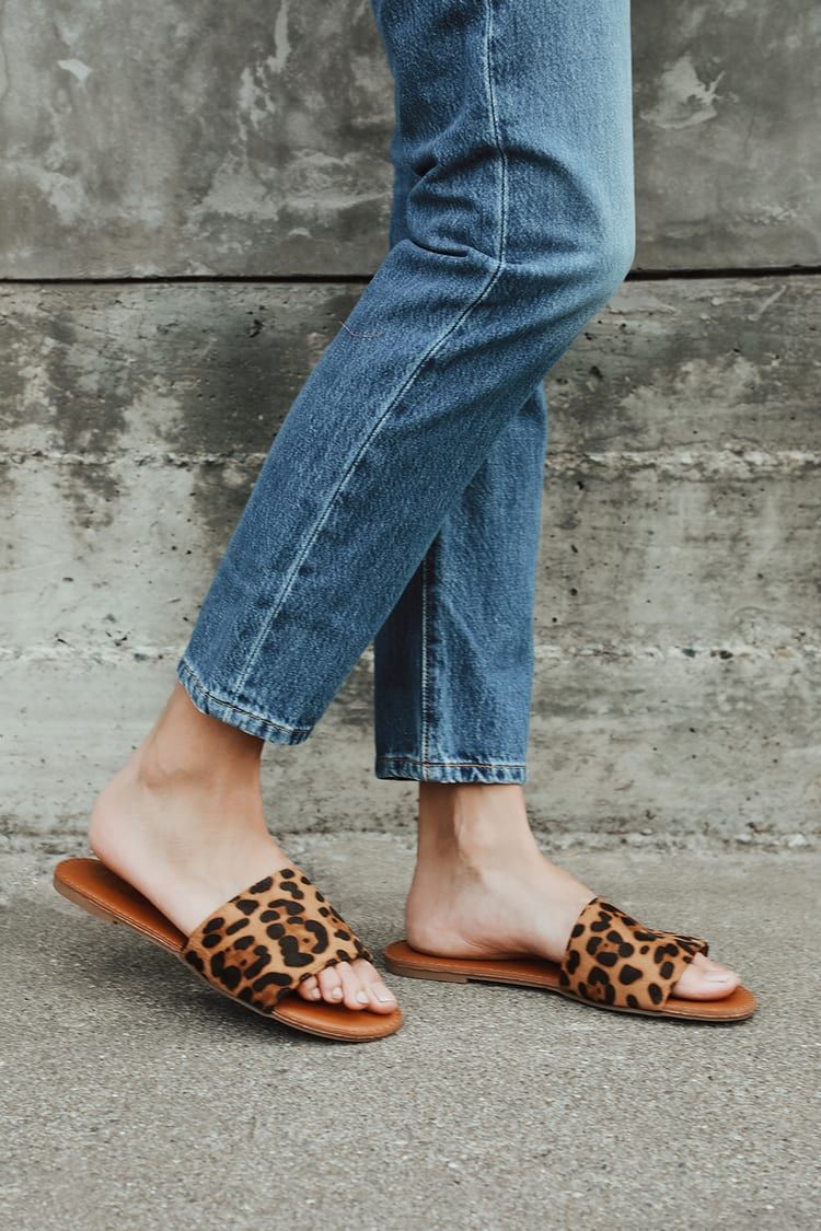 Addison Leopard Print Suede Slide Sandals | Lulus (US)