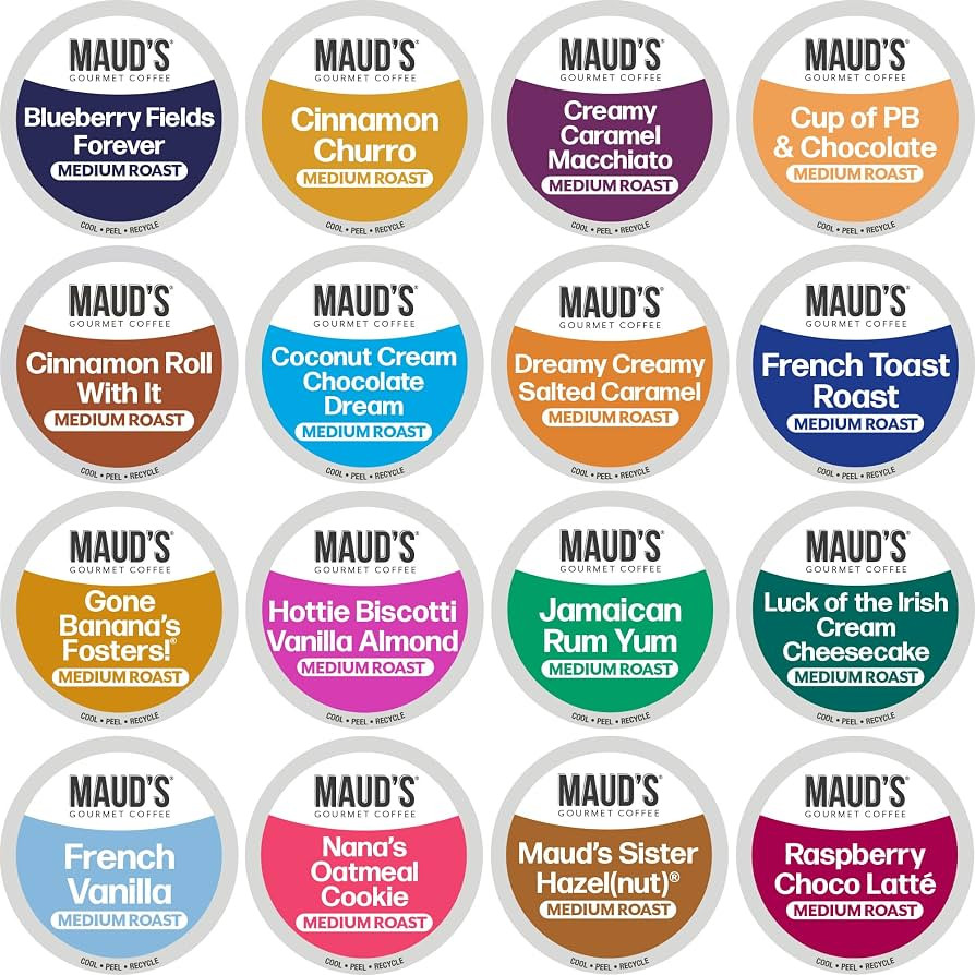 Maud's Super Flavored Coffee Pods Variety Pack, 80 ct, 16 Assorted Flavors, Medium Roast Flavored... | Amazon (US)