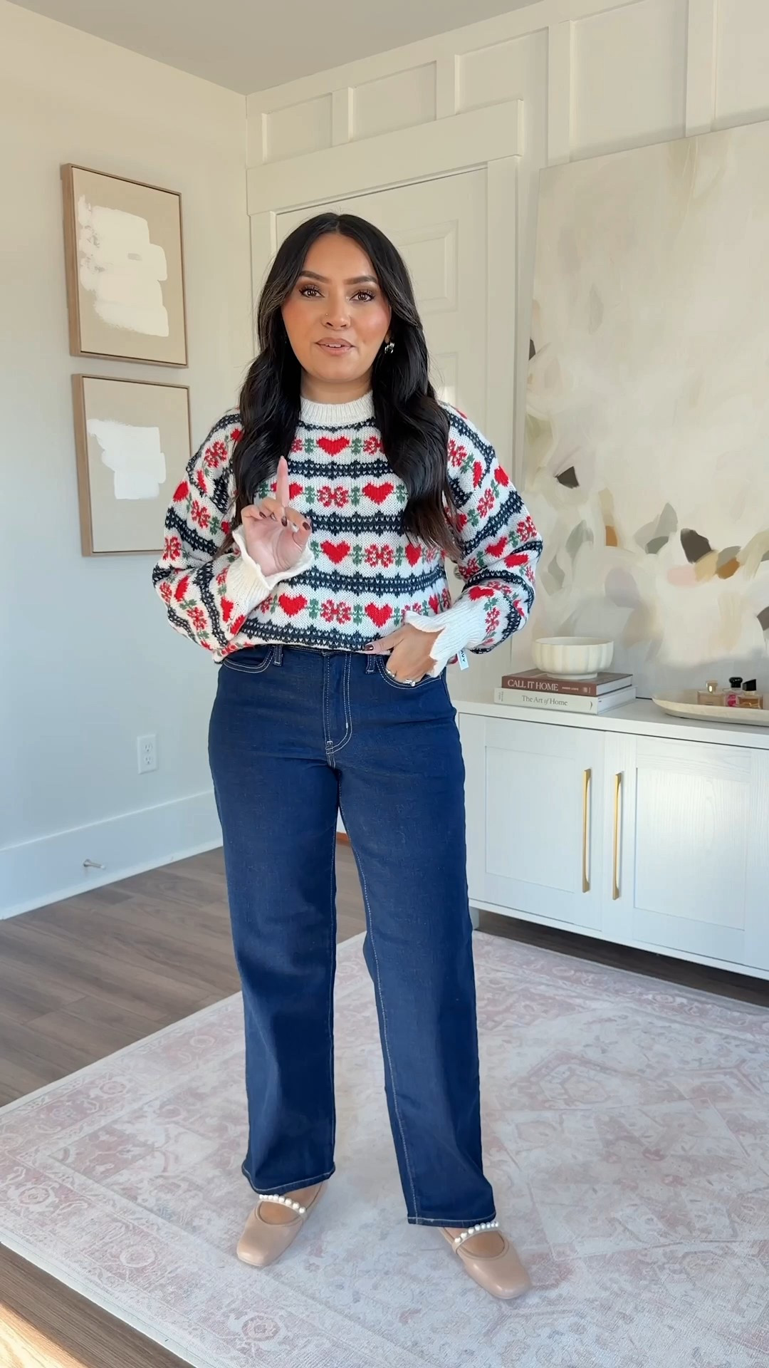 Red heart sweater size xs petite TTS
Dark wash loose jeans size 2 short TTS
Tan adobe flats size 5 TTS

#LTKPetite #LTKFindsUnder50 #LTKSaleAlert