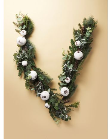 6ft Artificial Pine Garland With Birch Ornaments | HomeGoods