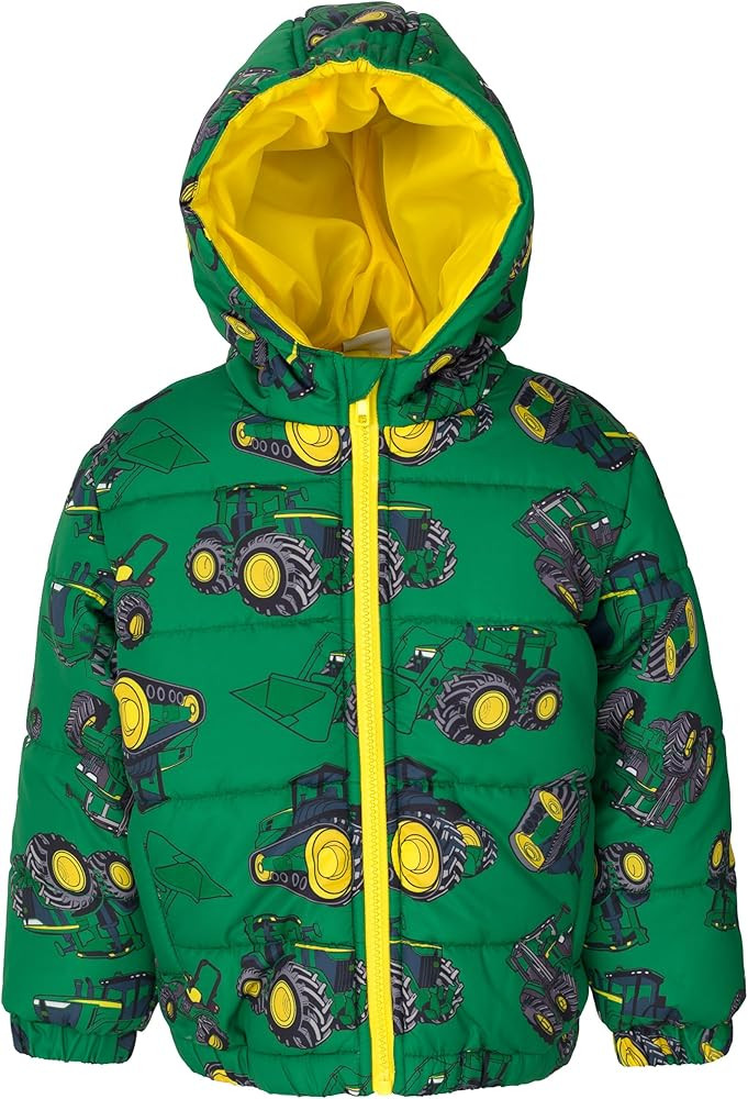 John Deere Tractor Zip Up Puffer Jacket Toddler to Little Kid Sizes (2T - 7-8) | Amazon (US)