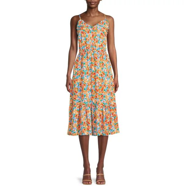 Time and Tru Women’s Tiered Midi Dress - Walmart.com | Walmart (US)