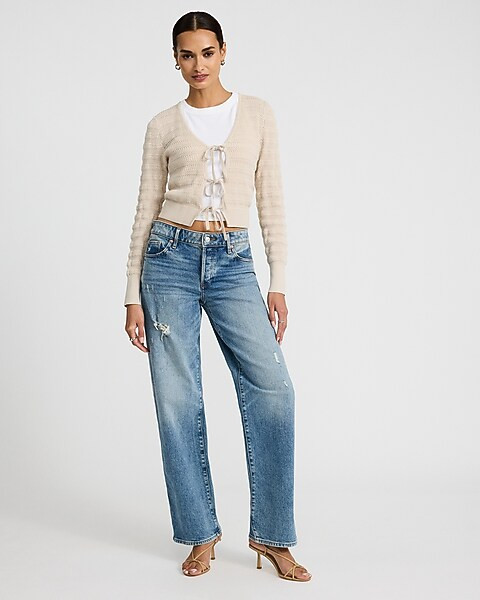 Textured Tie Front Cardigan | Express