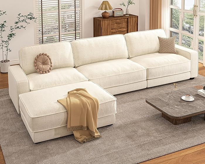 Vipbear 120" Oversized Modular Sectional Sofa, L Shaped Couch Set with 2 Pillows, 4 Seat Comfy Cl... | Amazon (US)