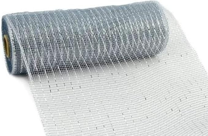 10 inch x 30 feet Deco Poly Mesh Ribbon - Metallic Silver: RE130126 | Amazon (US)