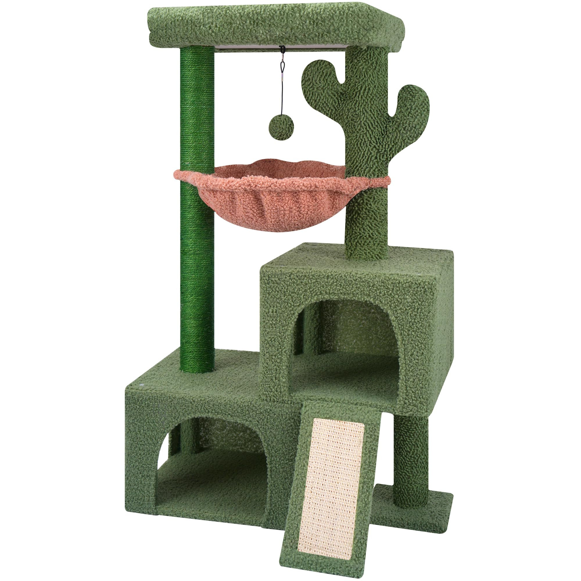 37.4" Cactus Cat Tree Tower with Twin Cat Condos for Indoor Cats, All-in-One Activity Center with... | Amazon (US)