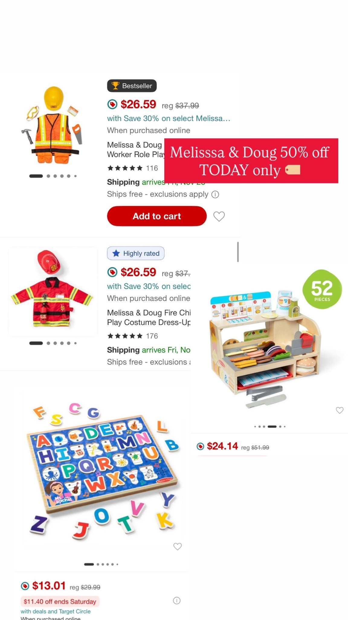 Melissa and Doug is on sale today only for 50% off! @ Target!! 

#LTKSaleAlert #LTKCyberWeek #LTKHoliday