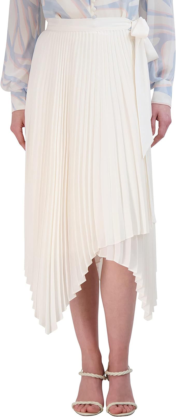 BCBGMAXAZRIA Women's Pleated Handkerchief Wrap Midi Skirt | Amazon (US)