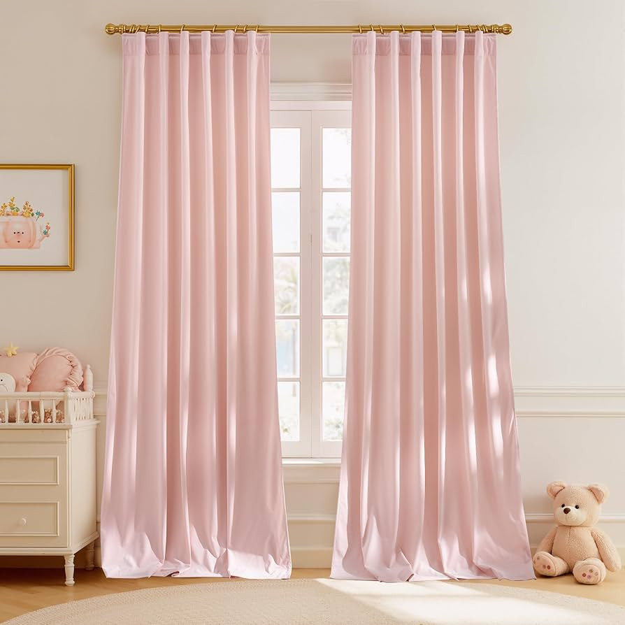 StangH Baby Pink Velvet Curtains 84 inches, Luxury Room Darkening Curtains for Bedroom, Living Ro... | Amazon (US)