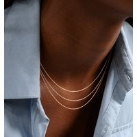 Solid Gold Layered Chain Necklace/14K Layering 3 Layer Gift For Her | Etsy (UK)