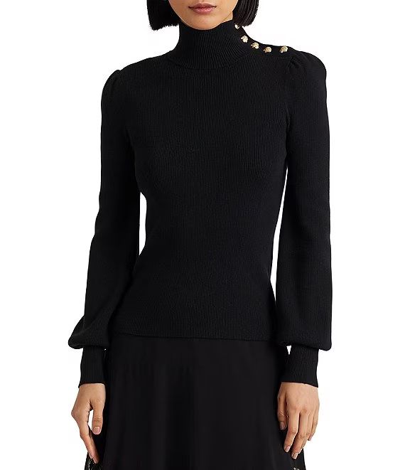 Button Trim Mock Neck Long Sleeve Sweater | Dillard's