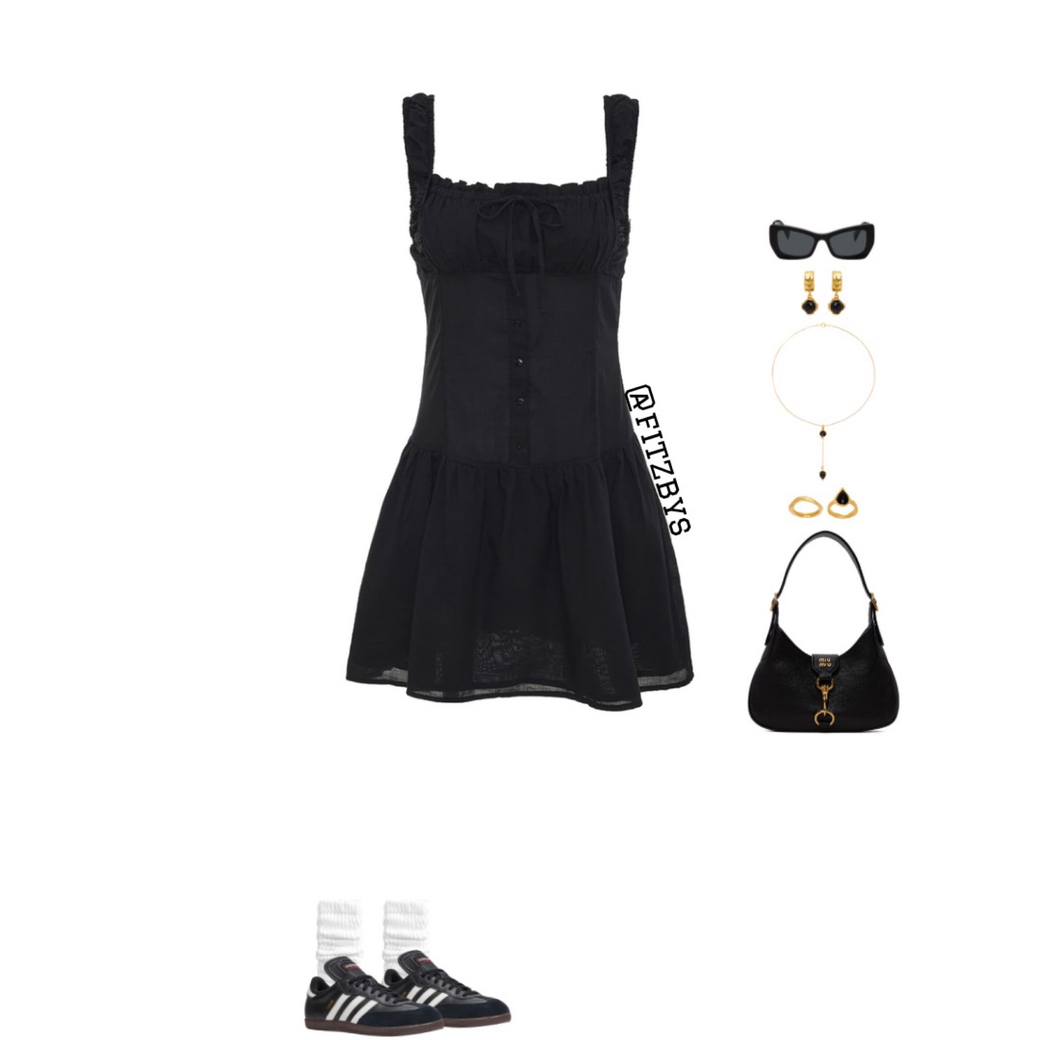 Ruffle mini dress Frankie’s bikini 

Black mini dress, black dress, mini dress, little black dress, corset waist mini dress, samba sneakers, adidas sneakers, gold and black jewelry, miumiu bag and sunglasses Bodycon black short dress outfit, dress outfit, adidas sneaker outfit, summer outfit, spring outfit, everyday outfit, black outfit, little black dress outfit, #virtualstylist #outfitideas #outfitinspo #trendyoutfits #fashion #minidress #shortdress #blackminidress #blackdress #summeroutfit #springoutfit #trendysneakers #summerclothes #allblackoutfit #blackoutfit 

#LTKstyletip #LTKSeasonal #LTKFind