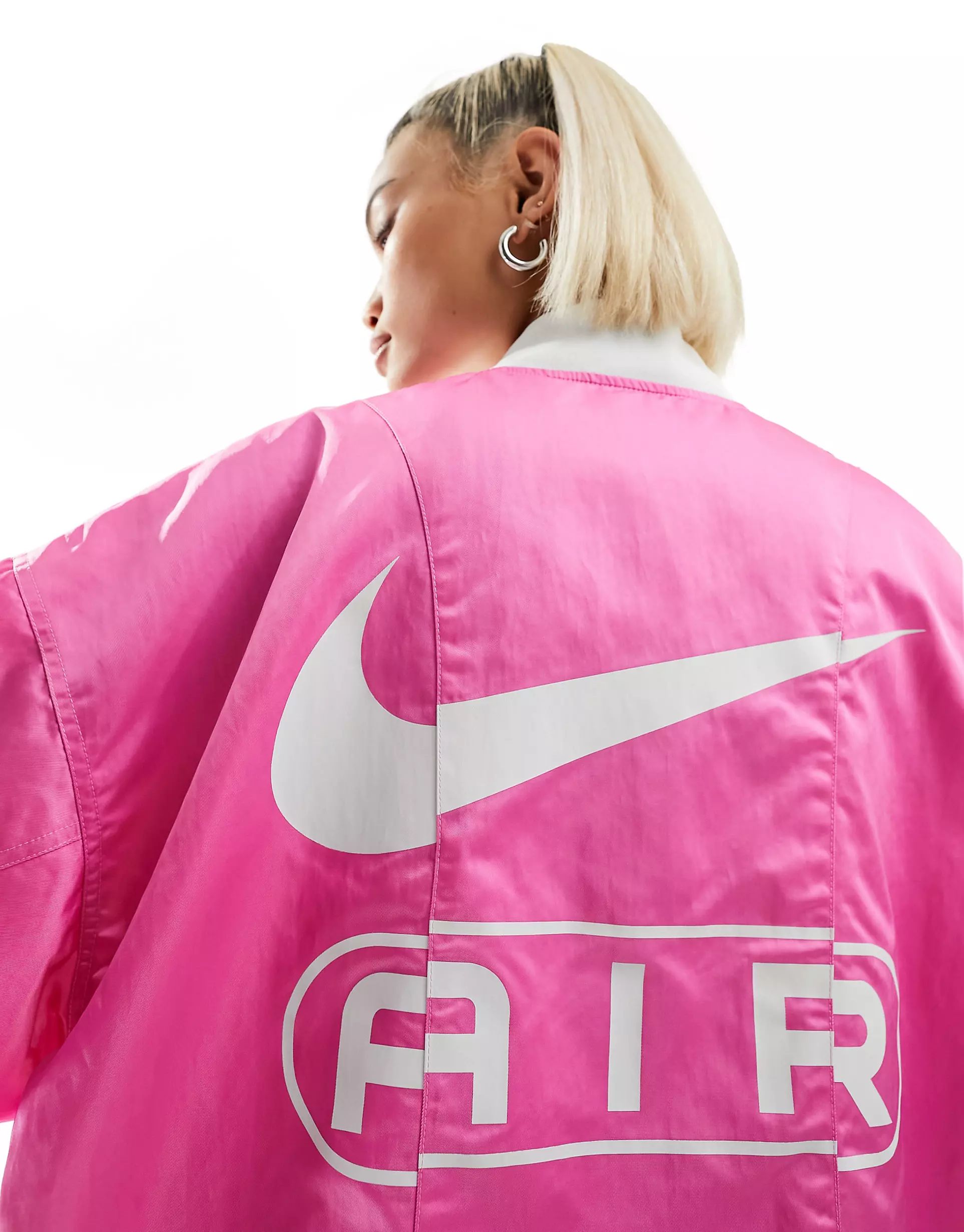Nike Air oversized woven bomber jacket in pink | ASOS | ASOS (Global)