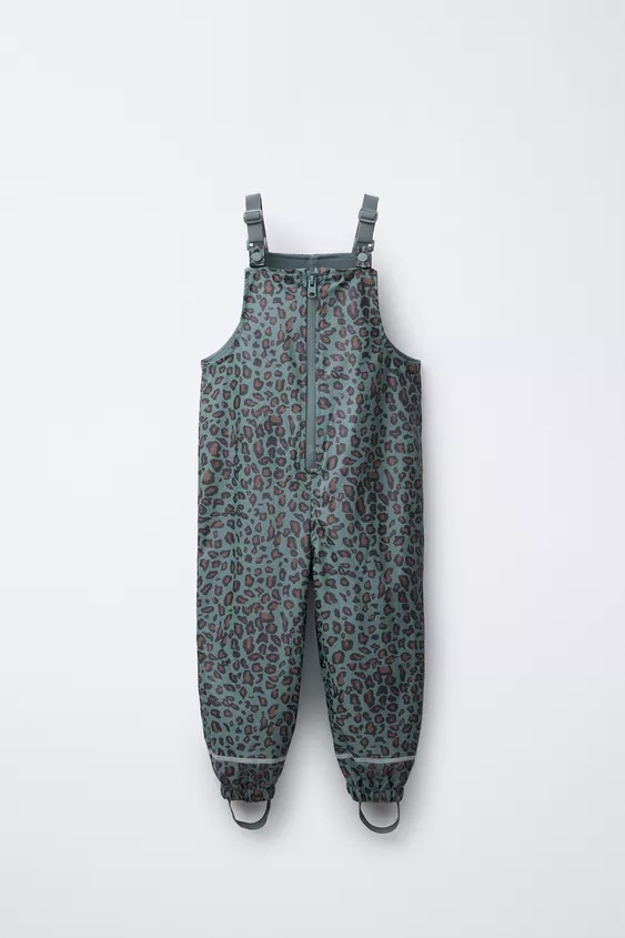 RUBBERISED ANIMAL PRINT WATER-RESISTANT DUNGAREES | Zara UK
