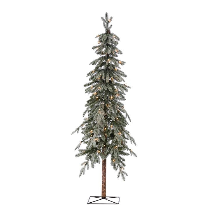 Pre-Lit Faux Natural Cut Flocked Alpine Tree | West Elm (US)